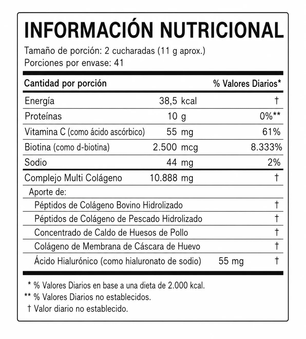 Multi Colágeno Péptidos 8 en 1 Con Biotina + Ácido Hialurónico + Vitamina C