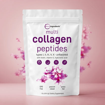 Multi Colágeno Péptidos 8 en 1 Con Biotina + Ácido Hialurónico + Vitamina C